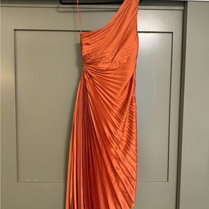 Dress Forum One-Shoulder Pleated Orange Dress
